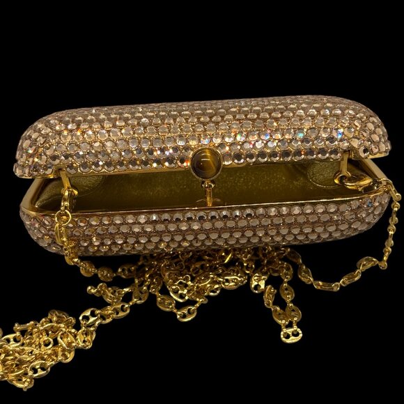 NWT J Tiras Gold Crystal Crossbody Purse/clutch - Picture 1 of 10